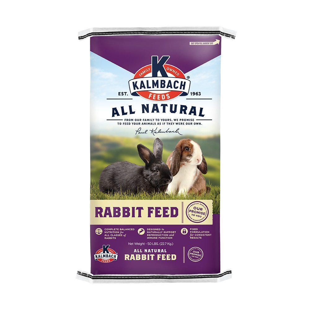kalmbach 16% rabbit feed 50 lb front bag