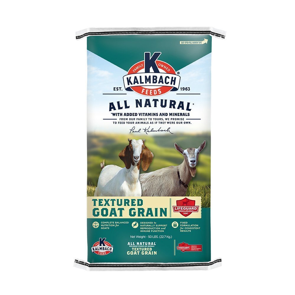 kalmbach 16% textured goat grain goat feed front bag