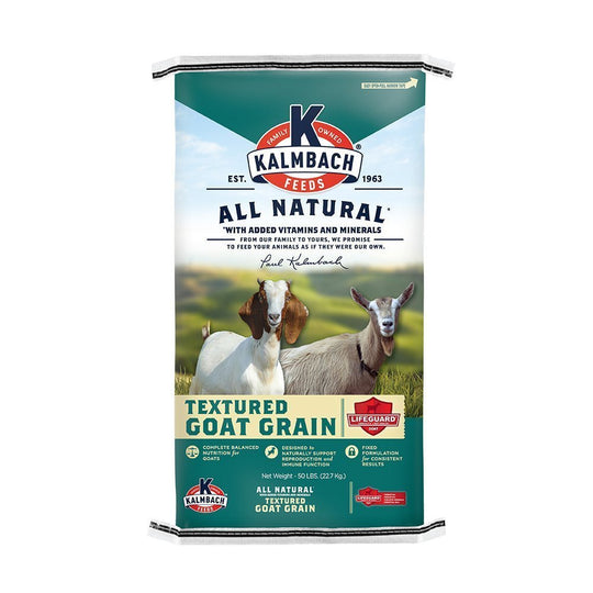 kalmbach 16% textured goat grain goat feed front bag