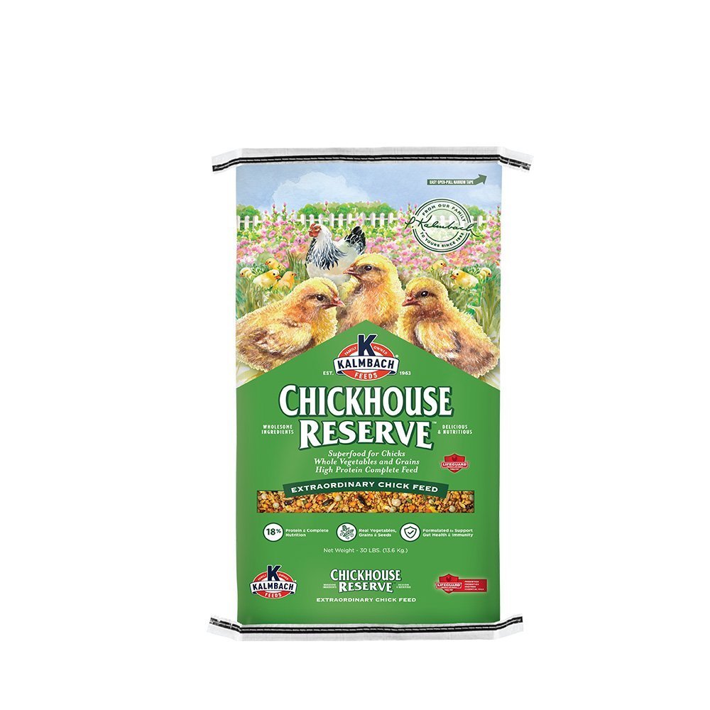 kalmbach chickhouse reserve chick feed 30 lb front bag