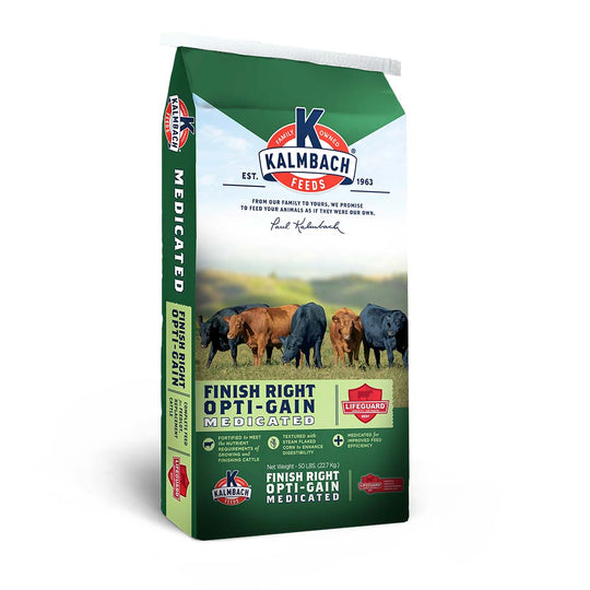 kalmbach finish right opti-gain medicated beef feed