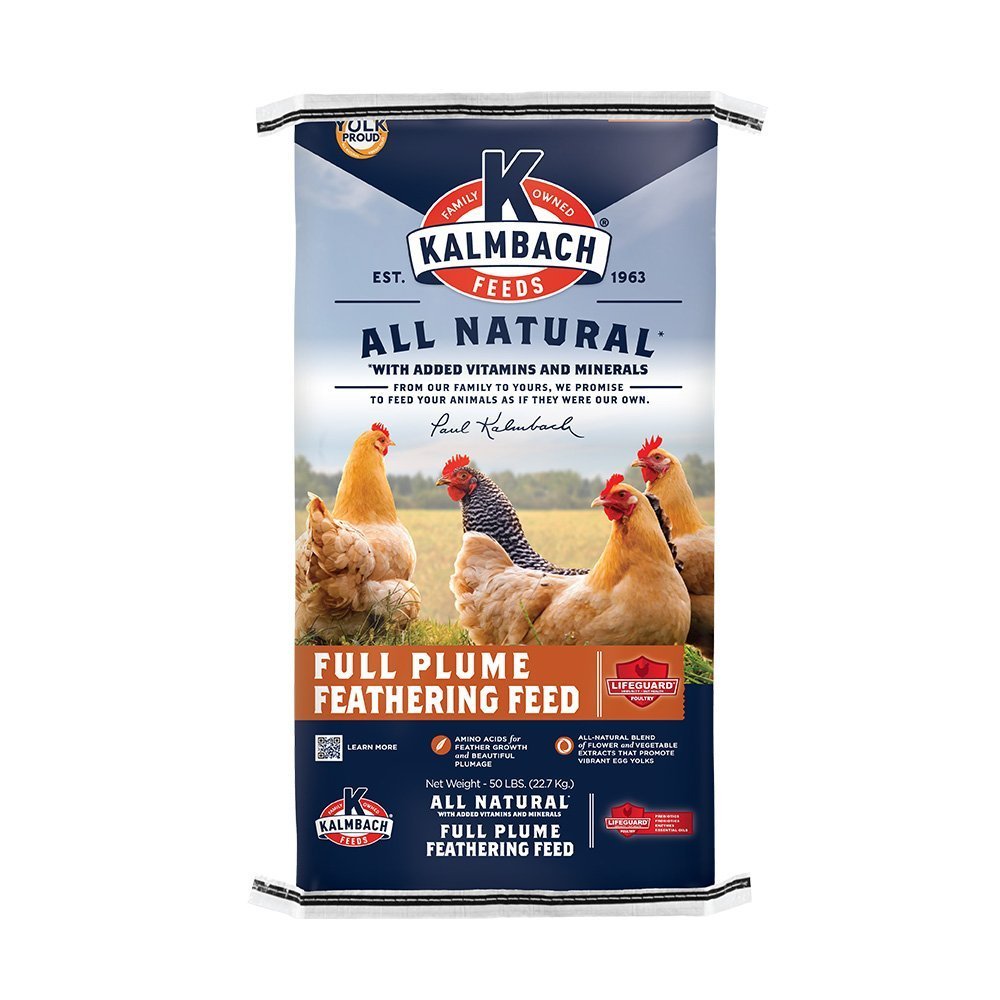 kalmbach full plume feathering poultry feed front bag