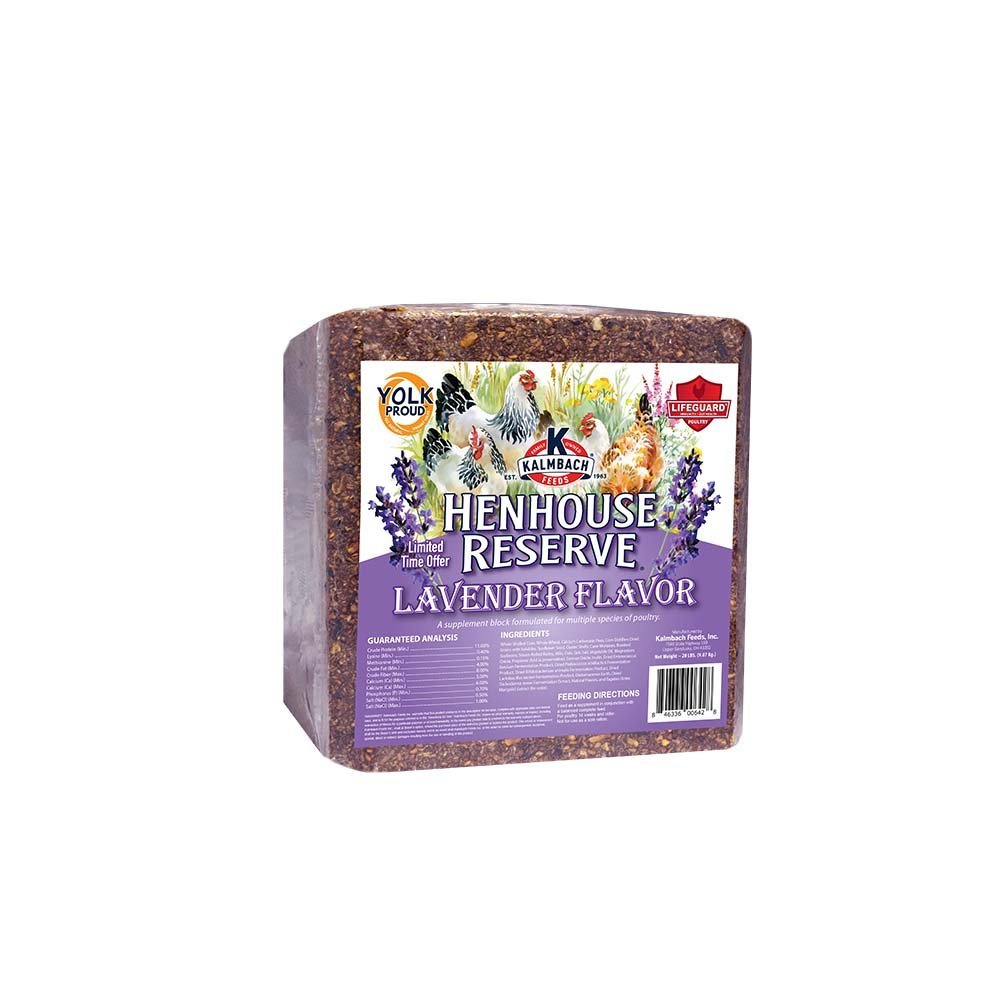 Kalmbach Feeds lavender flavored supplement block for chickens