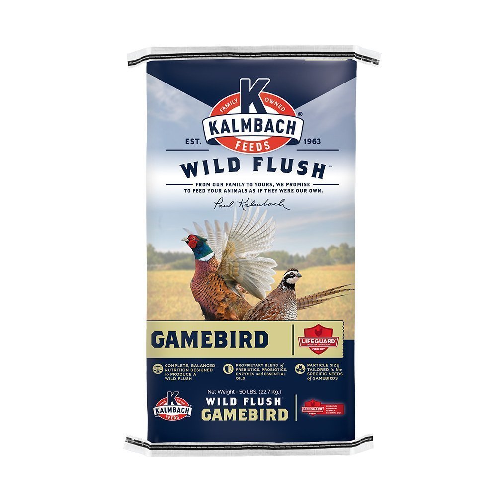 kalmbach wild flush grower medicated game bird feed front bag