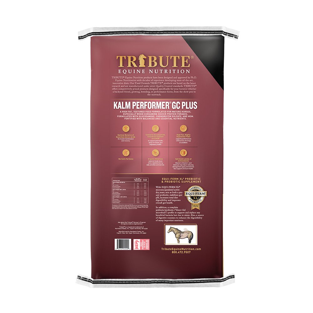 tribute equine nutrition kalm performer high fat textured horse feed with joint support