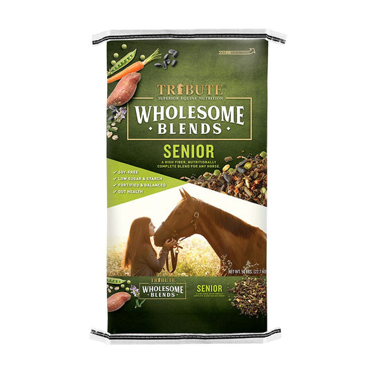 tribute equine nutrition wholesome blends senior soy-free horse feed