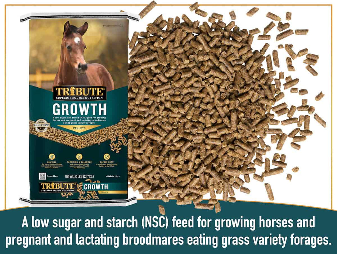 tribute growth pellet horse feed description graphic