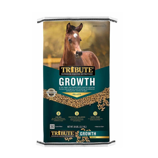 tribute growth pellets horse feed front bag