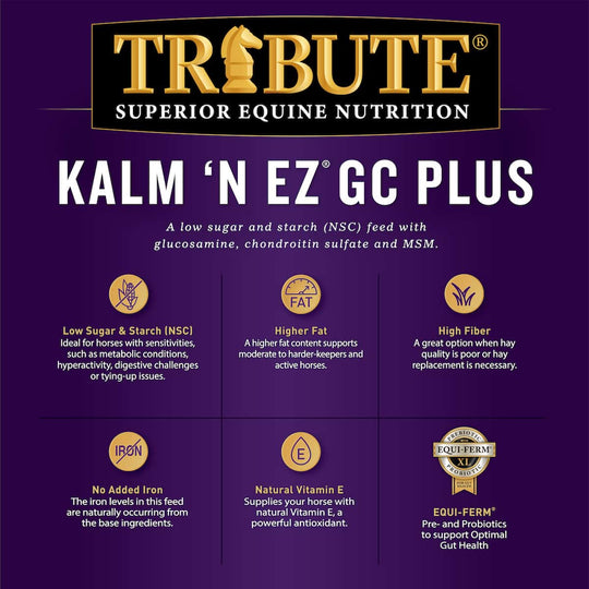 tribute kalm n ez gc plus horse feed benefits graphic